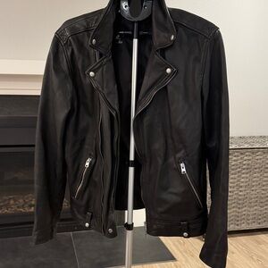 All Saints Black Leather Biker Jacket